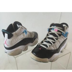 Size 11C-Air Jordan 6 Rings PS South Beach (CK0026 100) Shoes White/Black